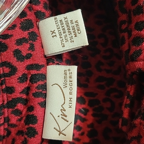 Kim Rogers Red and Black Leopard Print Jacket - Size 1X - Picture 6 of 8